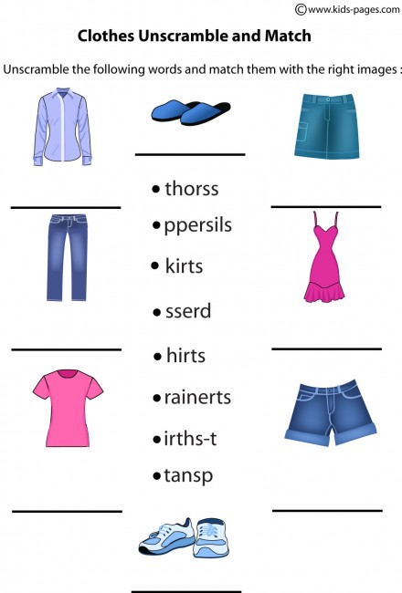 Clothes Unscramble